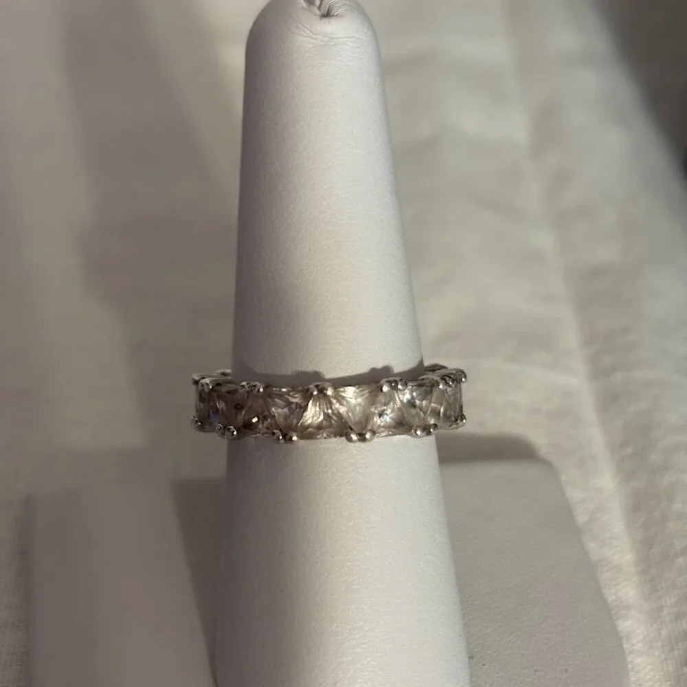 Dorsey Theodora Double Trillion Ring (White Sapphires) in Silver - size 8 - Picture 14 of 16